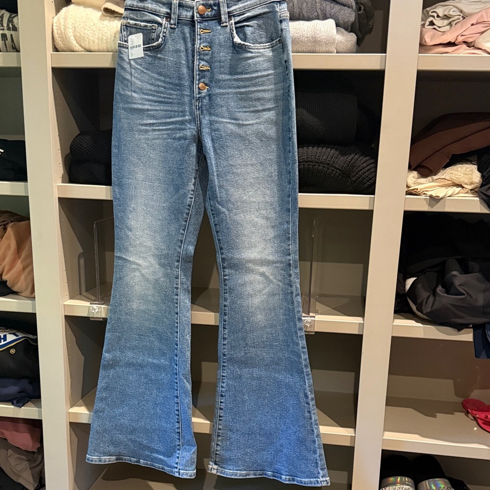 Lee Denim Flare Jeans with Button Detail